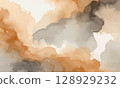 Autumn color watercolor texture background - brown gradation, gold accents, luxurious feel 128929232