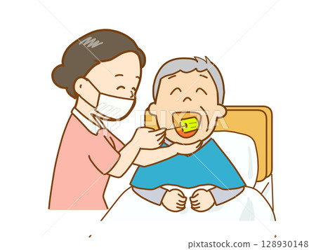 護理,保持口腔清潔,用海綿清潔 護理,保持口腔清潔,用海綿清潔 128930148