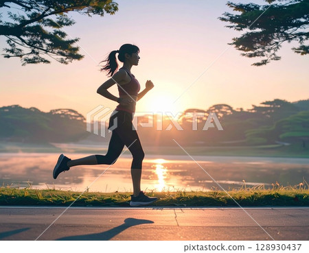慢跑的女人 128930437