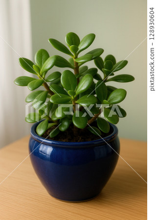 a-thriving-jade-plant-in-a-glossy-blue-ceramic-stock-illustration