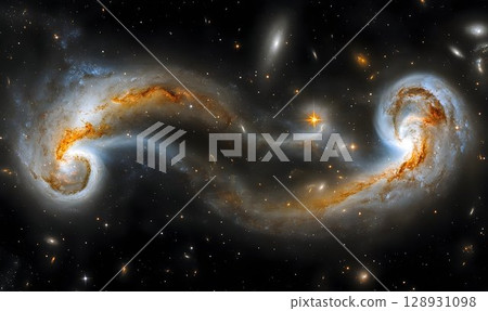 Arp 273: Rose Galaxy Pair in Interacting Spiral Formations and Cosmic Dance 128931098