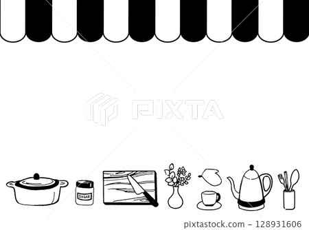 Simple frame of kitchen accessories 128931606
