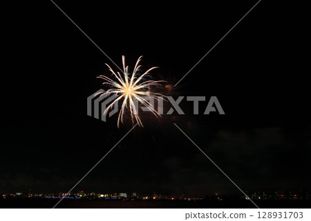 夏日夜空中綻放的煙火<桑名水鄉煙火大會2025> 128931703