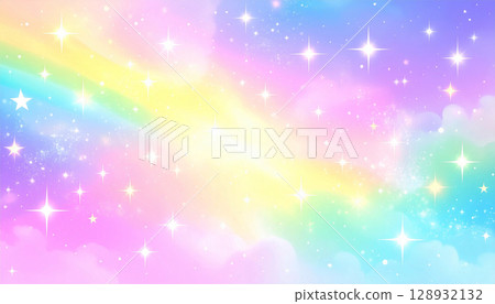 Dreamy cute sparkling fantastic cloud illustration background 128932132