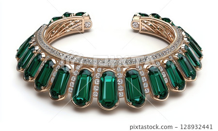 Elegant Emerald Choker with Cascading Green Gemstones and Sparkling Accents 128932441