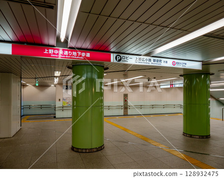 上野中央大道地下道指示牌 128932475