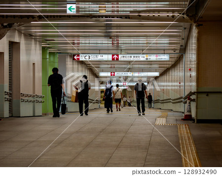 Guide sign for the Ueno Chuo Dori underground walkway Guide sign for the Ueno Chuo Dori underground walkway 128932490