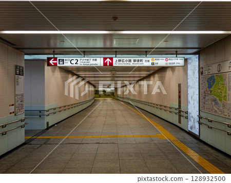 Guide sign for the Ueno Chuo Dori underground walkway 128932500