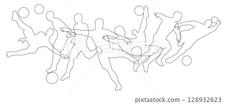 Soccer Football Players Silhouettes Soccer Football Players Silhouettes 128932623