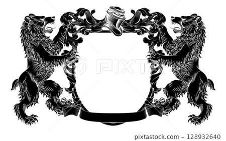Bear Coat of Arms Crest Heraldic Knight Shield 128932640