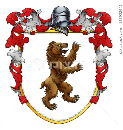 Bear Coat of Arms Family Crest Heraldic Shield 128932641