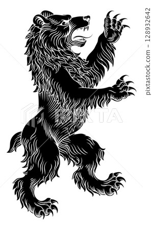 Heraldic Coat of Arms Crest Rearing Heraldry Bear 128932642