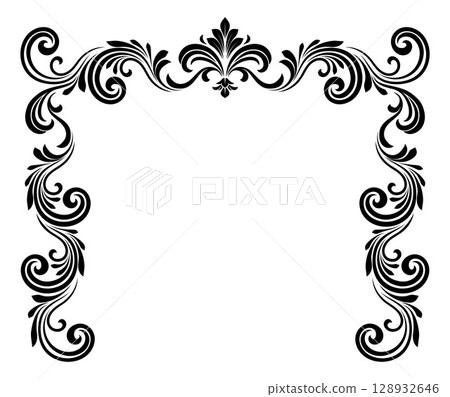 Filigree Heraldic Crest Motif Floral Pattern Frame Filigree Heraldic Crest Motif Floral Pattern Frame 128932646