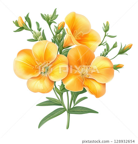 Vibrant Monkey Flower Illustration Design 128932654