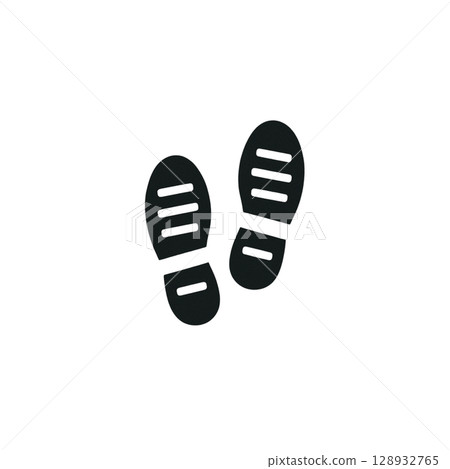 Shoe footprint line icon, illustration, material, no background, shoes 128932765