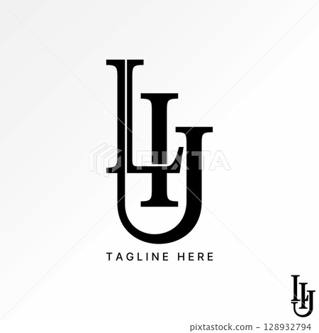 Logo design graphic concept creative premium vector stock image top sell initial LIJ or LIU serif font cut connected to consulting luxury elegant art 128932794
