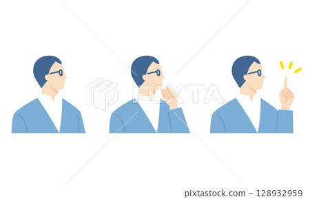 戴眼鏡的男人,商務人士面部表情圖標 戴眼鏡的男人,商務人士面部表情圖標 128932959