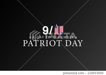 Minimal Patriot Day Tribute Design with Flag and 911 Typography Minimal Patriot Day Tribute Design with Flag and 911 Typography 128933093