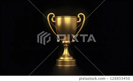 Clear Golden Trophy Against Black Studio Background Clear Golden Trophy Against Black Studio Background 128933450