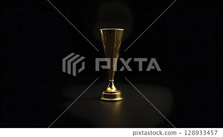 Golden Trophy Cup With Clear Dark Background Golden Trophy Cup With Clear Dark Background 128933457