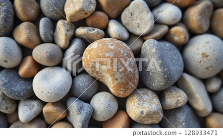 Close-Up of Pebble Surface Texture Macro 128933471