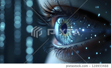 Abstract AI Eye With Digital Matrix Background Abstract AI Eye With Digital Matrix Background 128933488