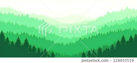 Flat Forest Landscape with Layered Green Trees - Stock Illustration ...
