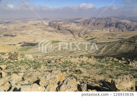 Typical mountain landscape, Jordan, Middle East (photography from a high point) Typical mountain landscape, Jordan, Middle East (photography from a high point) 128933636