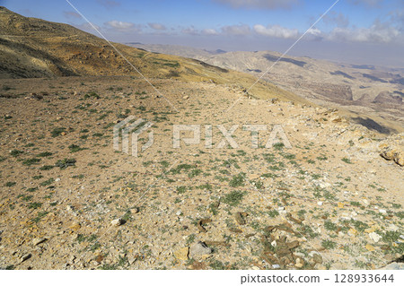 Typical mountain landscape, Jordan, Middle East (photography from a high point) Typical mountain landscape, Jordan, Middle East (photography from a high point) 128933644