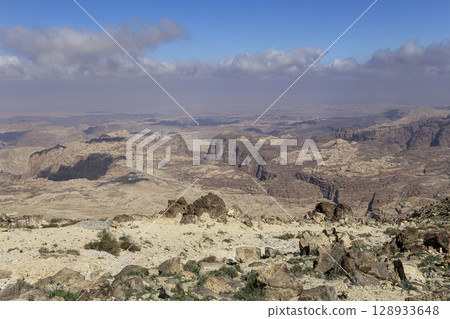 Typical mountain landscape, Jordan, Middle East  (photography from a high point) 128933648