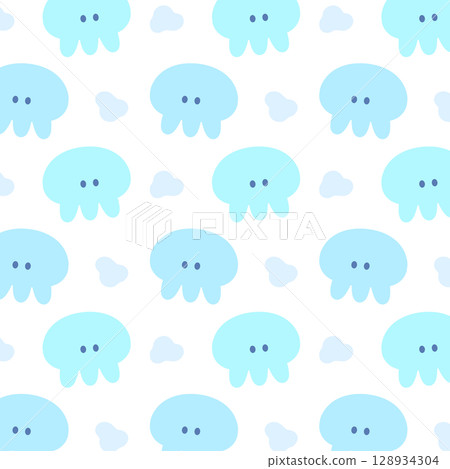 復古流行的漂浮水母圖案PNG 復古流行的漂浮水母圖案PNG 128934304