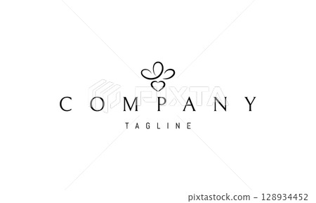 A vector logo featuring an abstract image a single paw print symbolizing a domestic pet, designed in a minimal and clean silhouette style. 128934452
