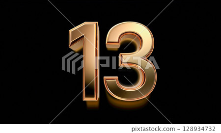 Golden number 13 on black background Golden number 13 on black background 128934732