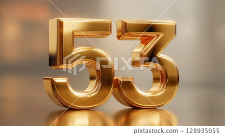 Golden metallic number 53 in 3D design 128935055