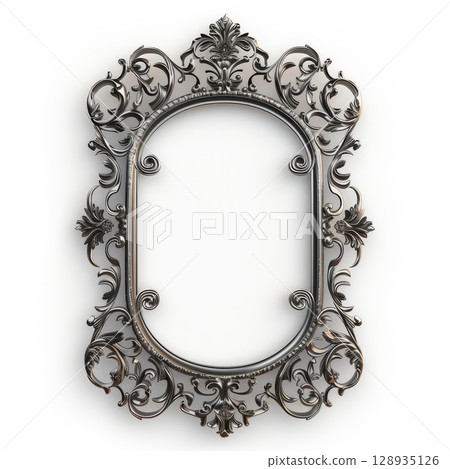 Openwork oval silver colored frame 128935126