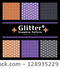 Sparkling glitter seamless pattern background material Halloween colors and star vector illustration S set 128935229