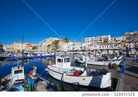 Ciutadella Menorca marina Port view Town hall Ciutadella Menorca marina Port view Town hall 128935329