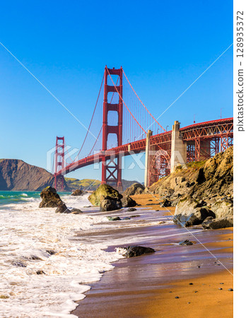 San Francisco Golden Gate Bridge Marshall beach California San Francisco Golden Gate Bridge Marshall beach California 128935372