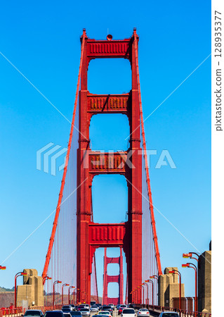 Golden Gate Bridge traffic in San Francisco California 128935377