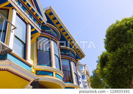 San Francisco Victorian houses in Haight Ashbury California San Francisco Victorian houses in Haight Ashbury California 128935391
