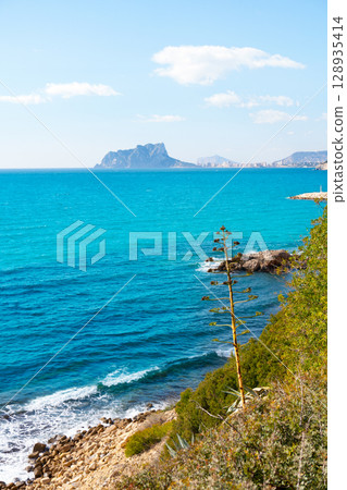 Ifach Penon view from Moraira alicante in Mediterranean 128935414