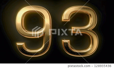 Golden metallic number 93 in 3D design 128935436
