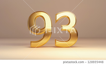 Golden 3D number 93 in metallic finish Golden 3D number 93 in metallic finish 128935448