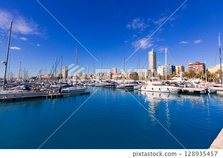 alicante marina port boats in Mediterranean spain alicante marina port boats in Mediterranean spain 128935457