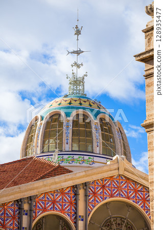 Valencia Mercado Central market outdoor dome Spain Valencia Mercado Central market outdoor dome Spain 128935477