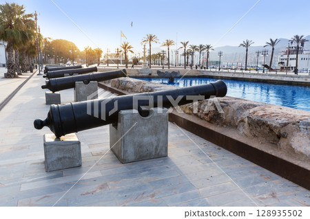 Cartagena cannon Naval museum port at Spain 128935502
