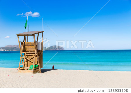 Mallorca Can Picafort beach in alcudia bay Majorca 128935598