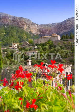 Deia village in Majorca Tramuntana mountain Deia village in Majorca Tramuntana mountain 128935682