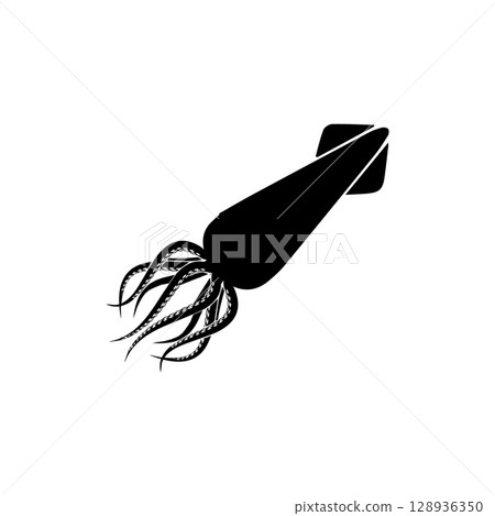 squid silhouette vector on white background 128936350