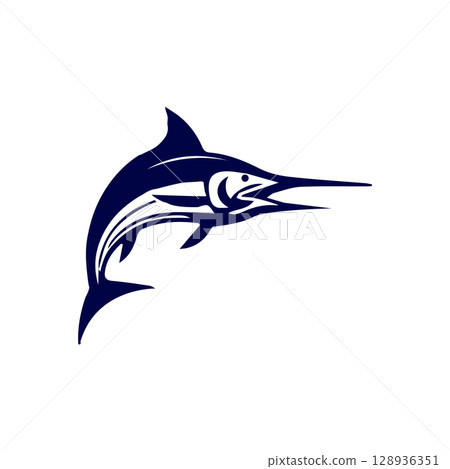 marlin fish silhouette vector graphic illustration. 128936351
